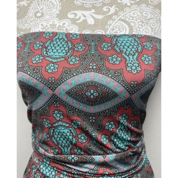 Filly Flair Strapless Maxi Dress‎ Size M Pinks, Teal & Brown Excellent Condition - Picture 6 of 11